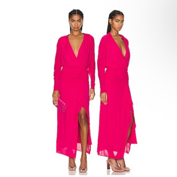 SIMKHAI Ellie dress , style 423-1937 Sz medium, V-neck long sleeve comfortable - Picture 4 of 7